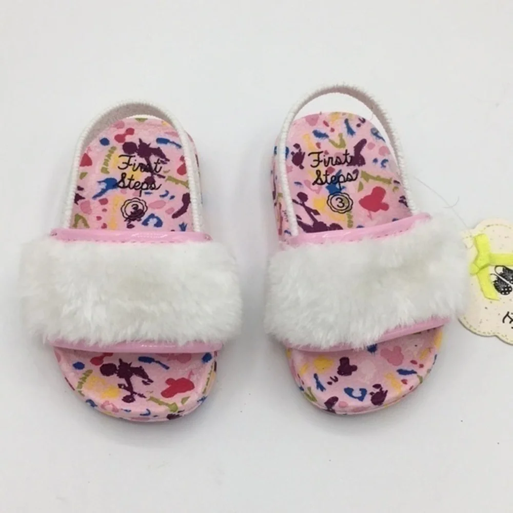 FIRST STEPS Fur Slide pink sandals